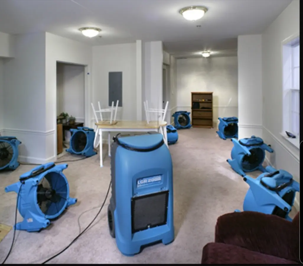 Air movers and dehumidifier setup for Water Extraction & Removal in Hackettstown