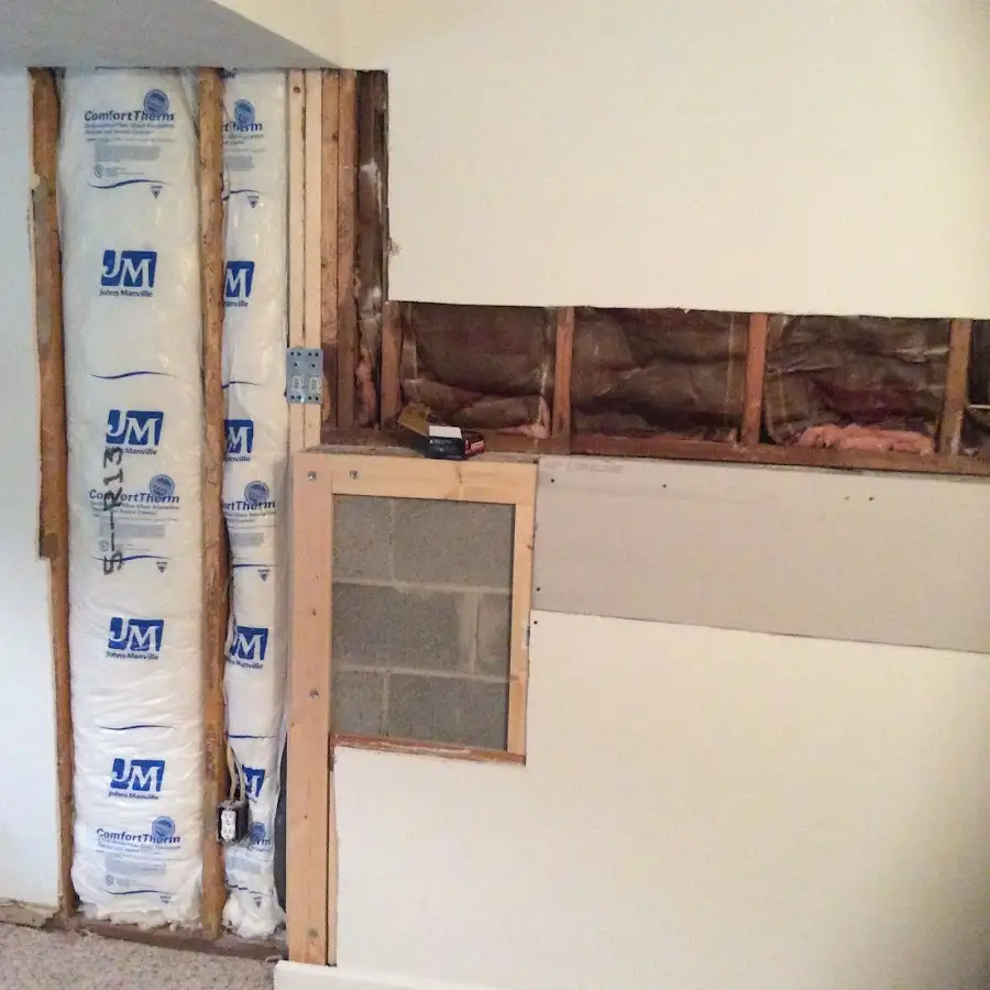 Wall insulation replacement during Basement Flood Cleanup in Hackettstown